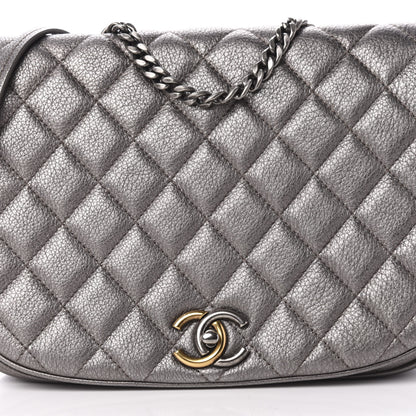 Chanel Metallic Calfskin Quilted Casual Pocket Messenger Flap Silver 11 of 11