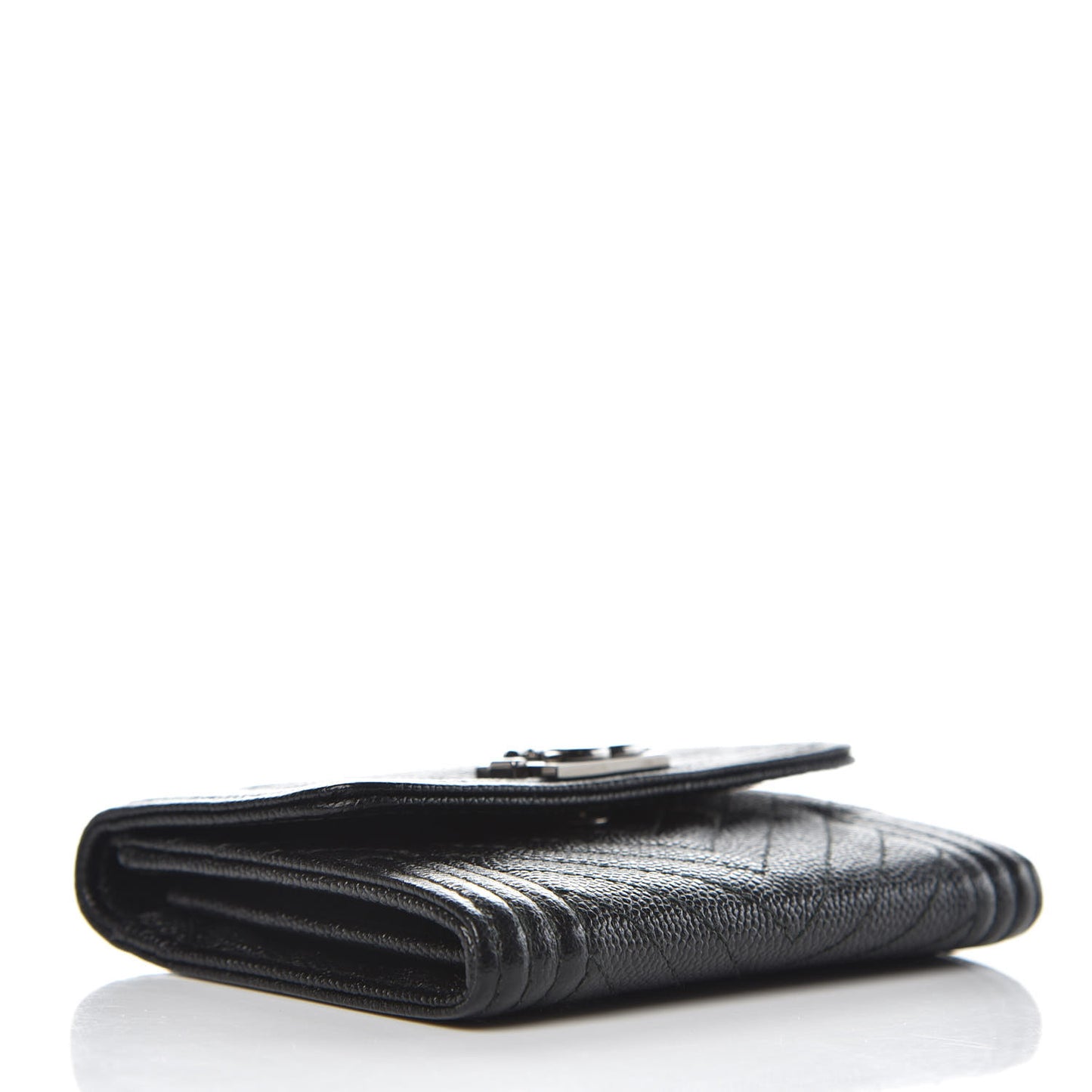 Caviar Chevron Quilted Boy Card Holder Wallet Black
