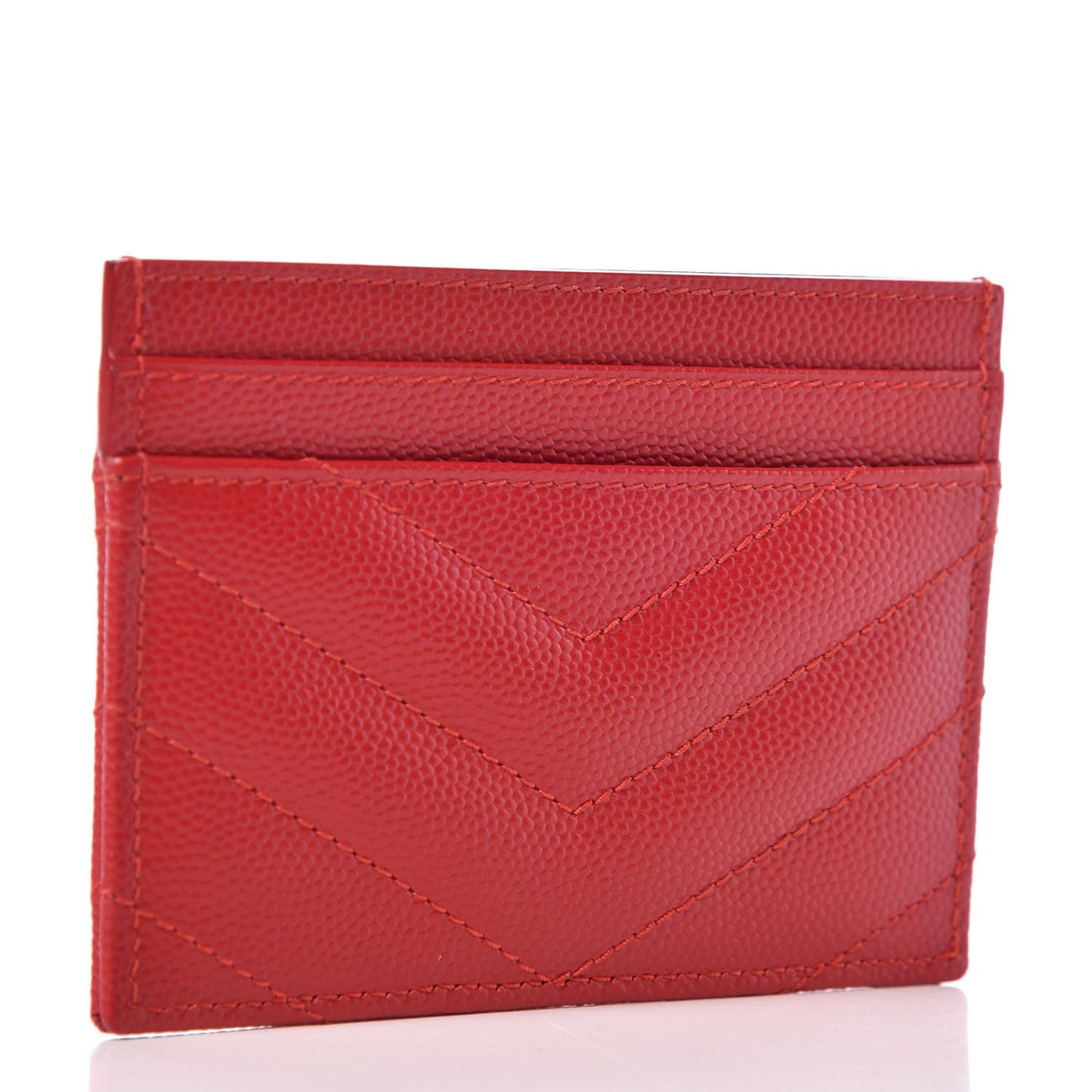 Grain De Poudre Matelasse Chevron Monogram Credit Card Case New Red