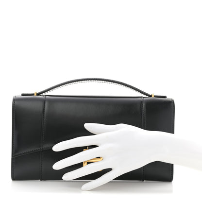 Balenciaga Shiny Calfskin Top Handle Hourglass Clutch Black 2 of 8