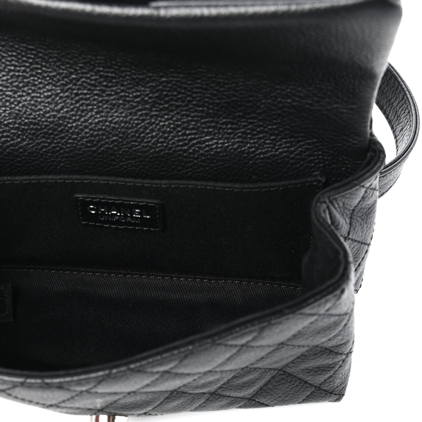 Grained Calfskin Quilted 2.55 Reissue Flap Belt Bag Clutch Black
