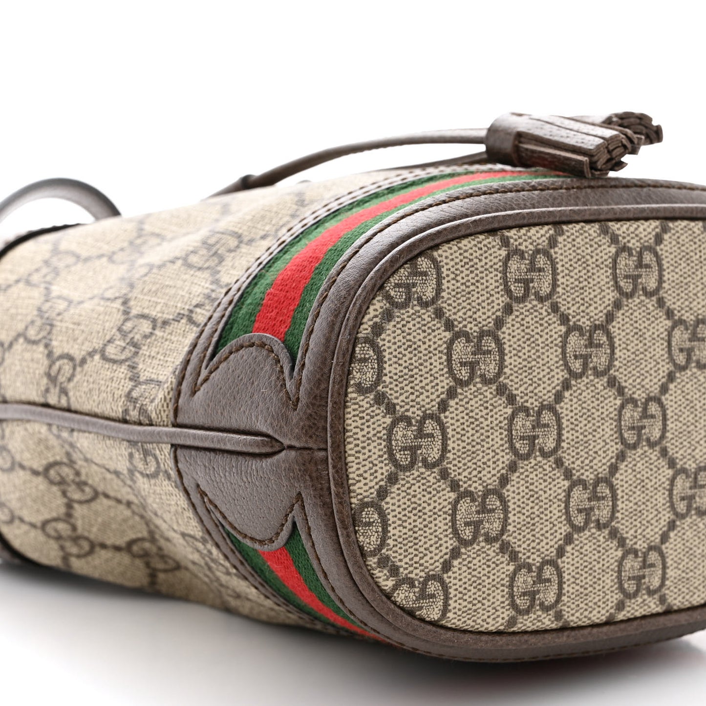 GG Supreme Monogram Web Mini Ophidia Bucket Bag Brown