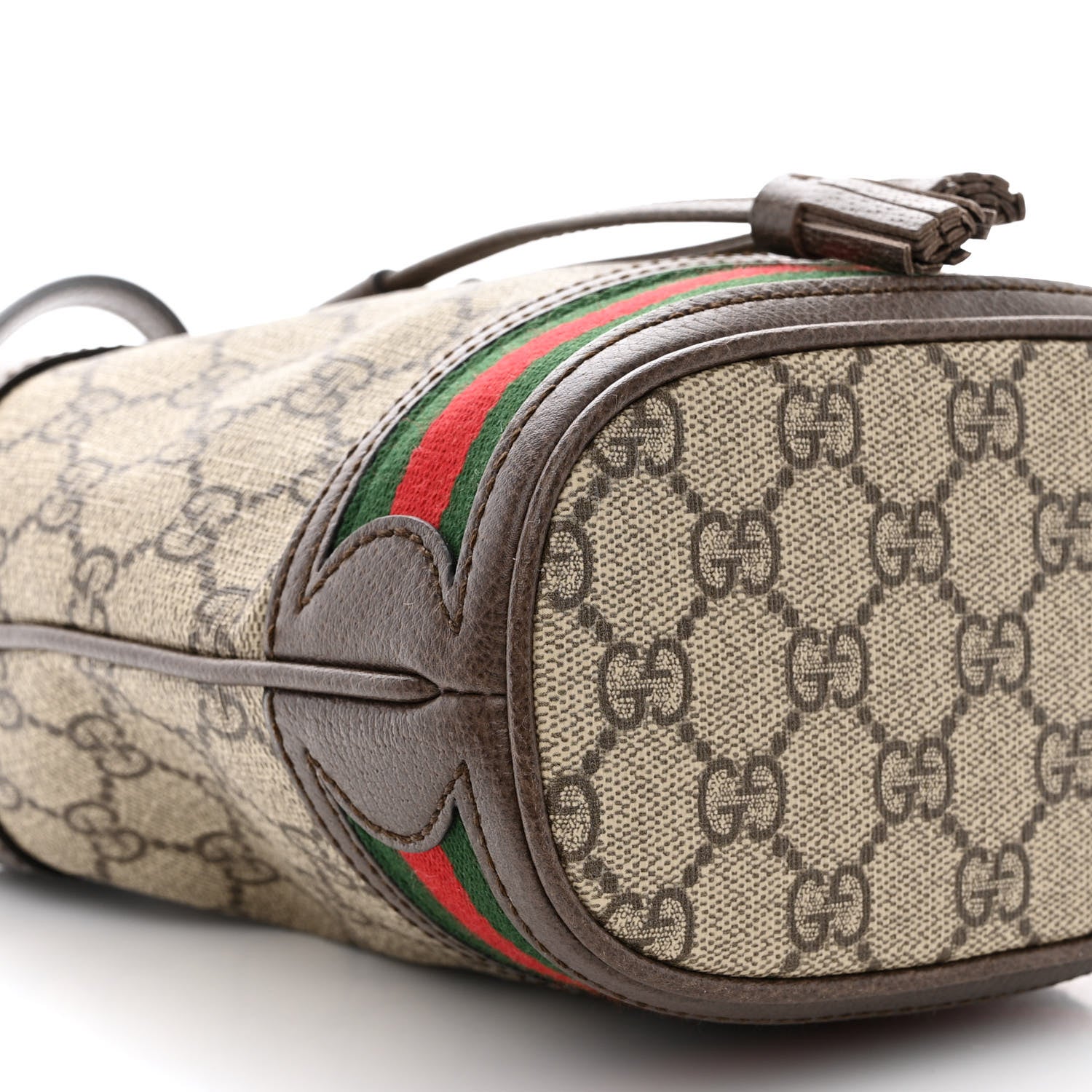 Gucci GG Supreme Monogram Web Mini Ophidia Bucket Bag Brown 9 of 10