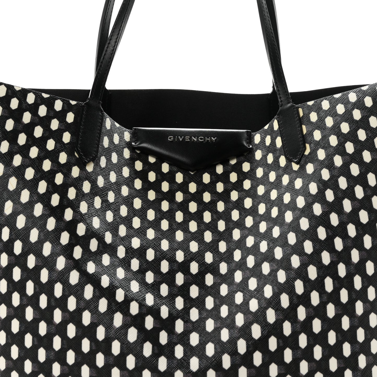 Coated Canvas Large Antigona Tote Black White