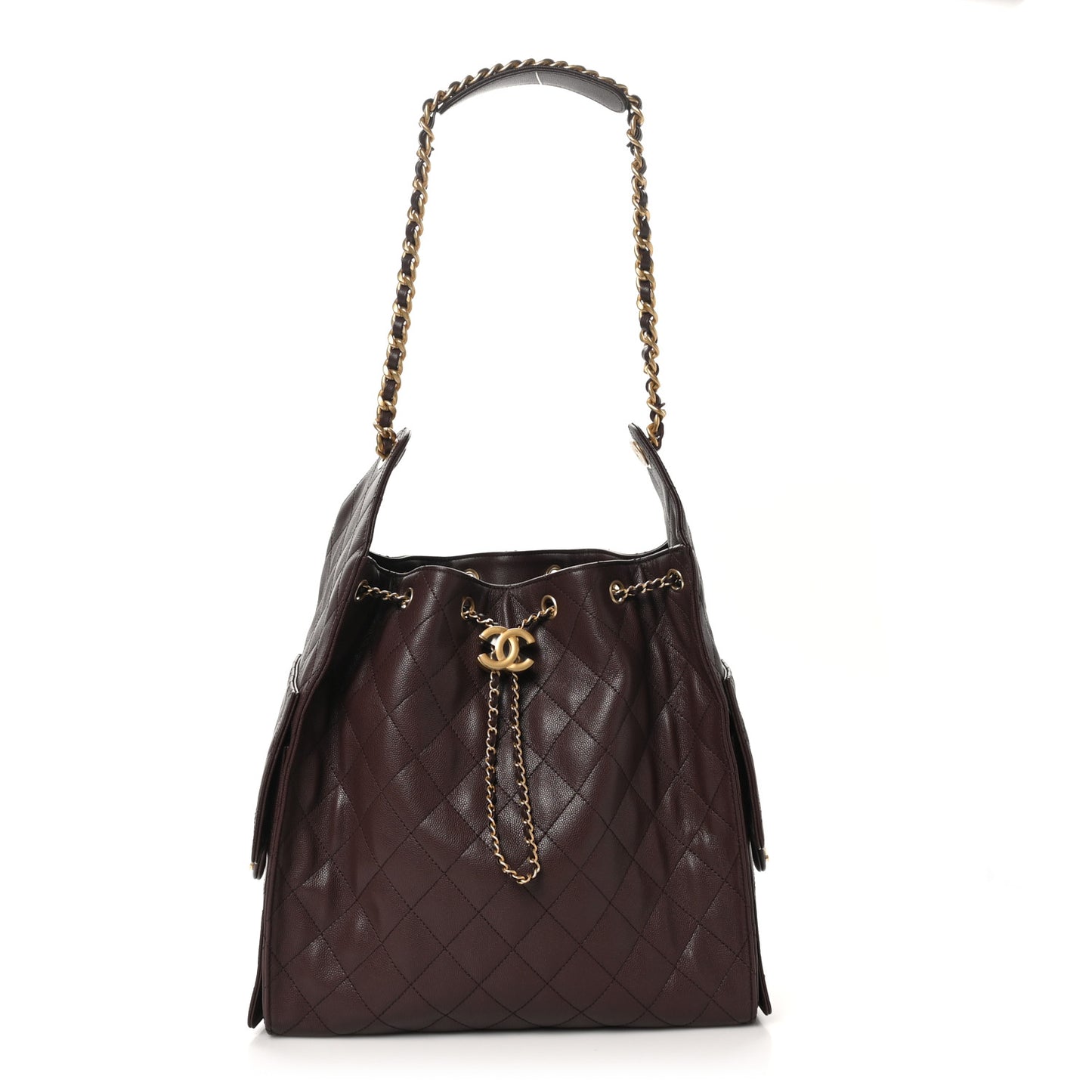 Caviar Quilted Medium Chanel 25 Handbag Dark Brown
