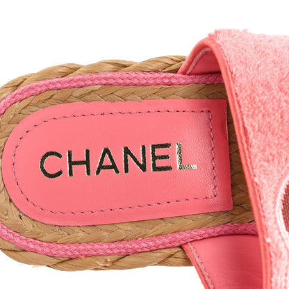 Chanel Terry Cloth Raffia CC Logo Thong Sandals 39 Pink 10 of 11