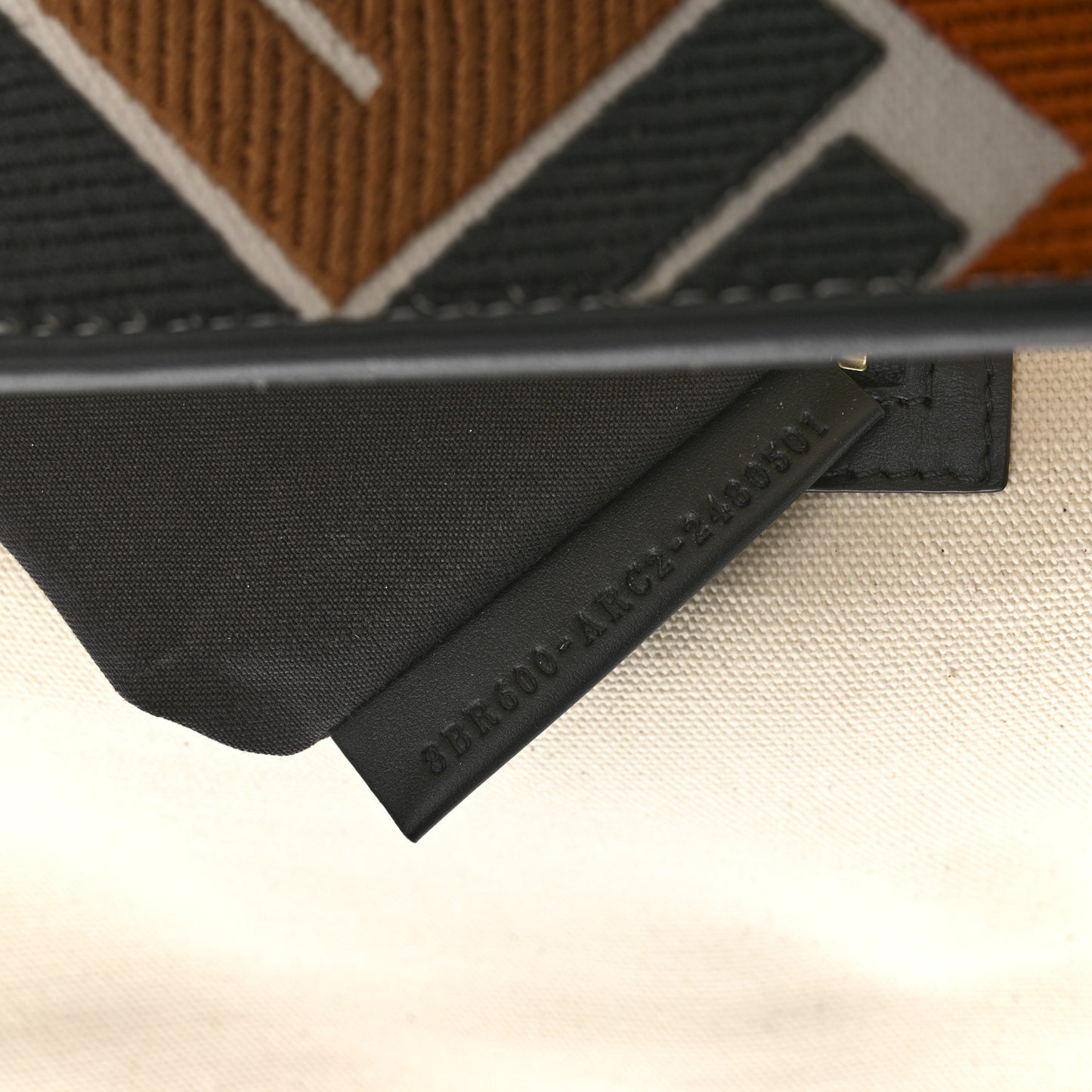 Canvas Vitello Seta FF Embroidered Baguette Brandy Black