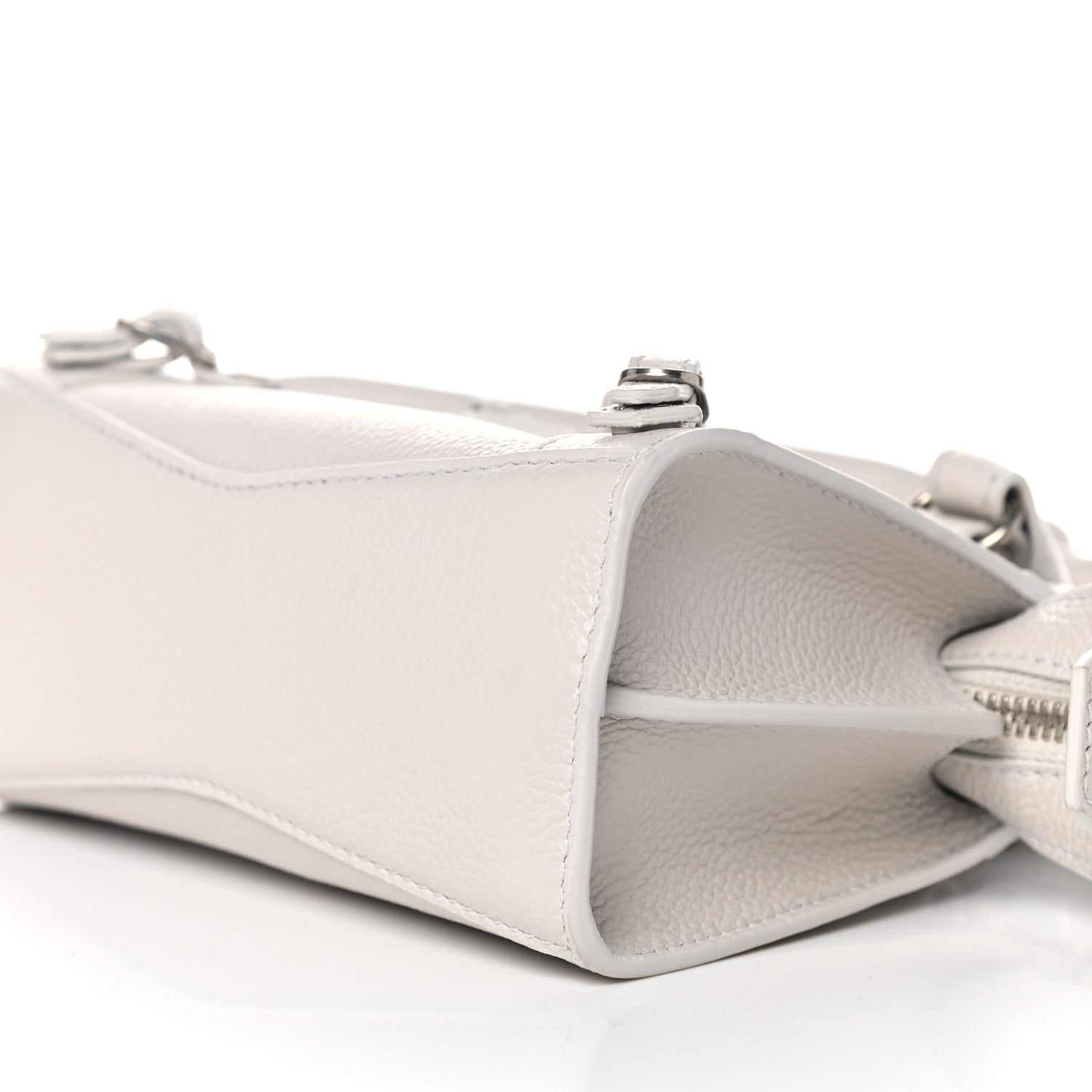 Balenciaga Grained Calfskin Neo Classic Silver Hardware Nano City Crossbody Chalky White 8 of 9