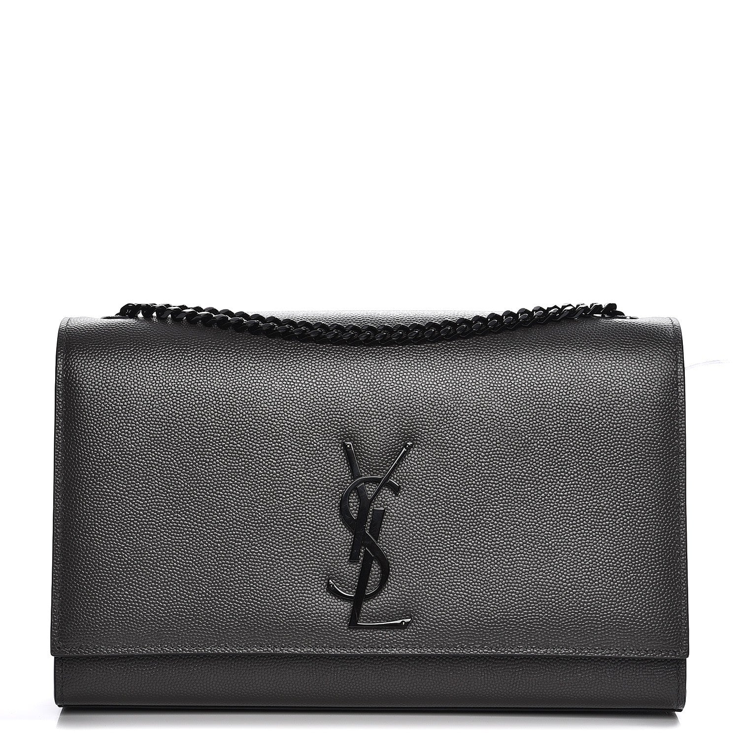 Saint Laurent Grain De Poudre Medium Classic Monogram Kate Satchel Coal 1 of 10