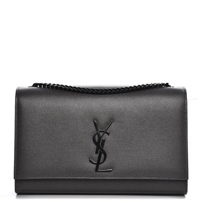 Saint Laurent Grain De Poudre Medium Classic Monogram Kate Satchel Coal 1 of 10