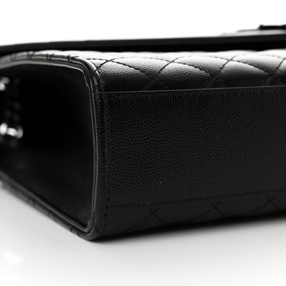 Saint Laurent Grain De Poudre Textured Mixed Matelasse Large Triquilt Monogram Monochrome Satchel Black 9 of 12