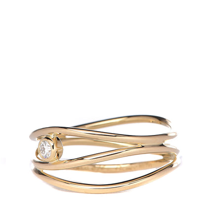 Tiffany 18K Yellow Gold Diamond Elsa Peretti 3 Row Wave Ring 51 5.75 3 of 7