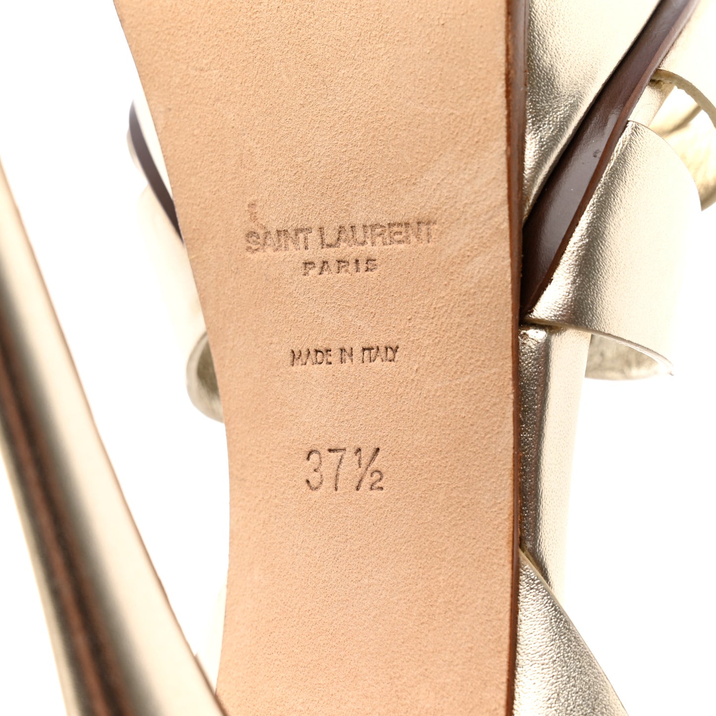 Metallic Calfskin Tribute 105 Platform Sandals 37.5 Gold
