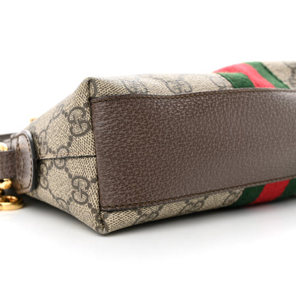 Gucci GG Supreme Monogram Textured Dollar Calfskin Web Small Ophidia Dome Shoulder Bag Beige Ebony New Acero 9 of 12