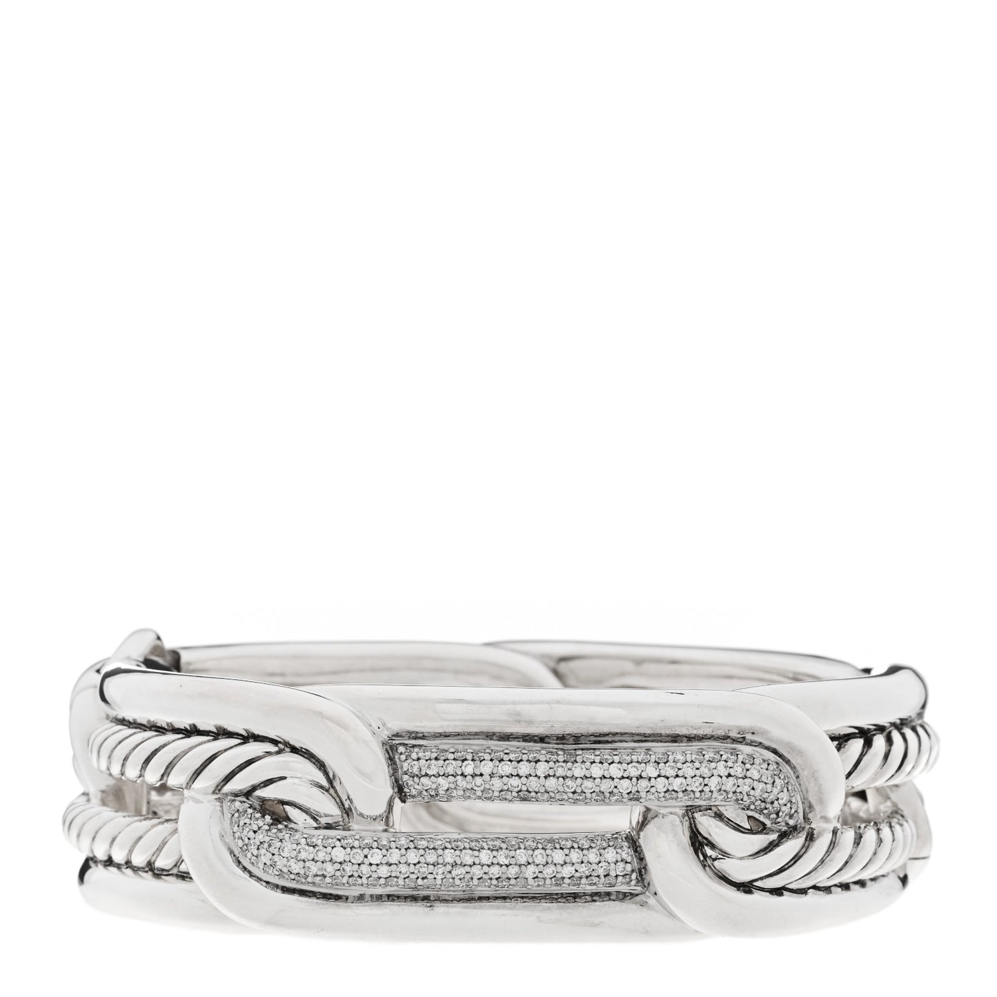 Sterling Silver Diamond Labyrinth Link Bracelet