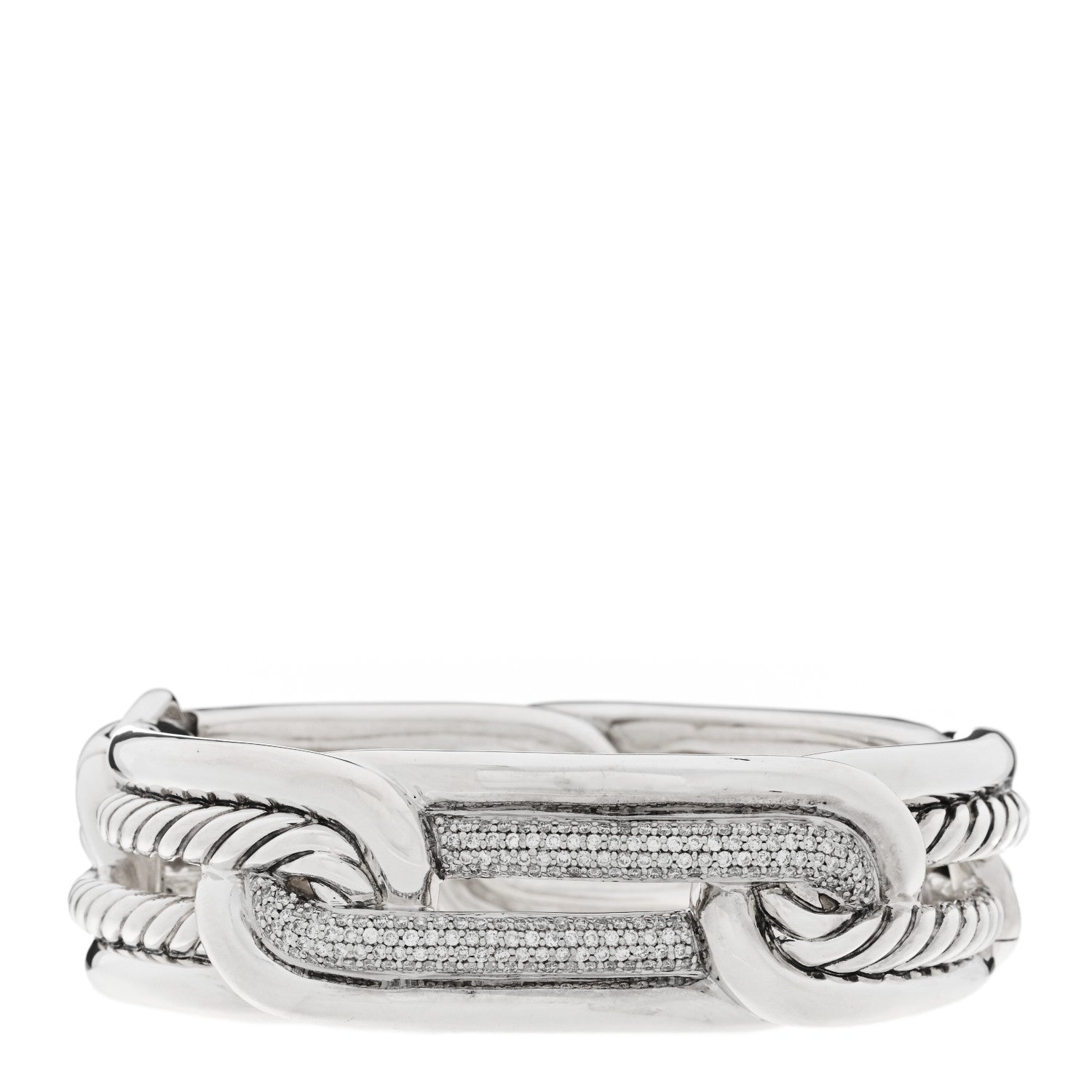 David Yurman Sterling Silver Diamond Labyrinth Link Bracelet 1 of 3