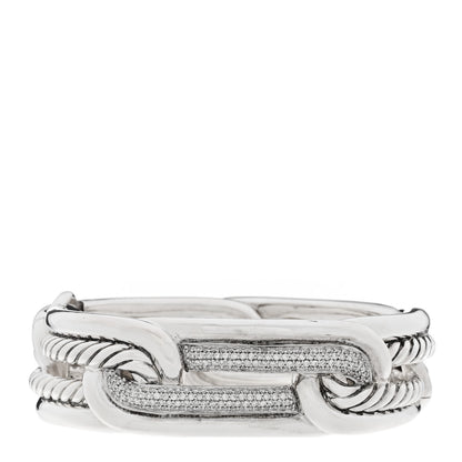 David Yurman Sterling Silver Diamond Labyrinth Link Bracelet 1 of 3