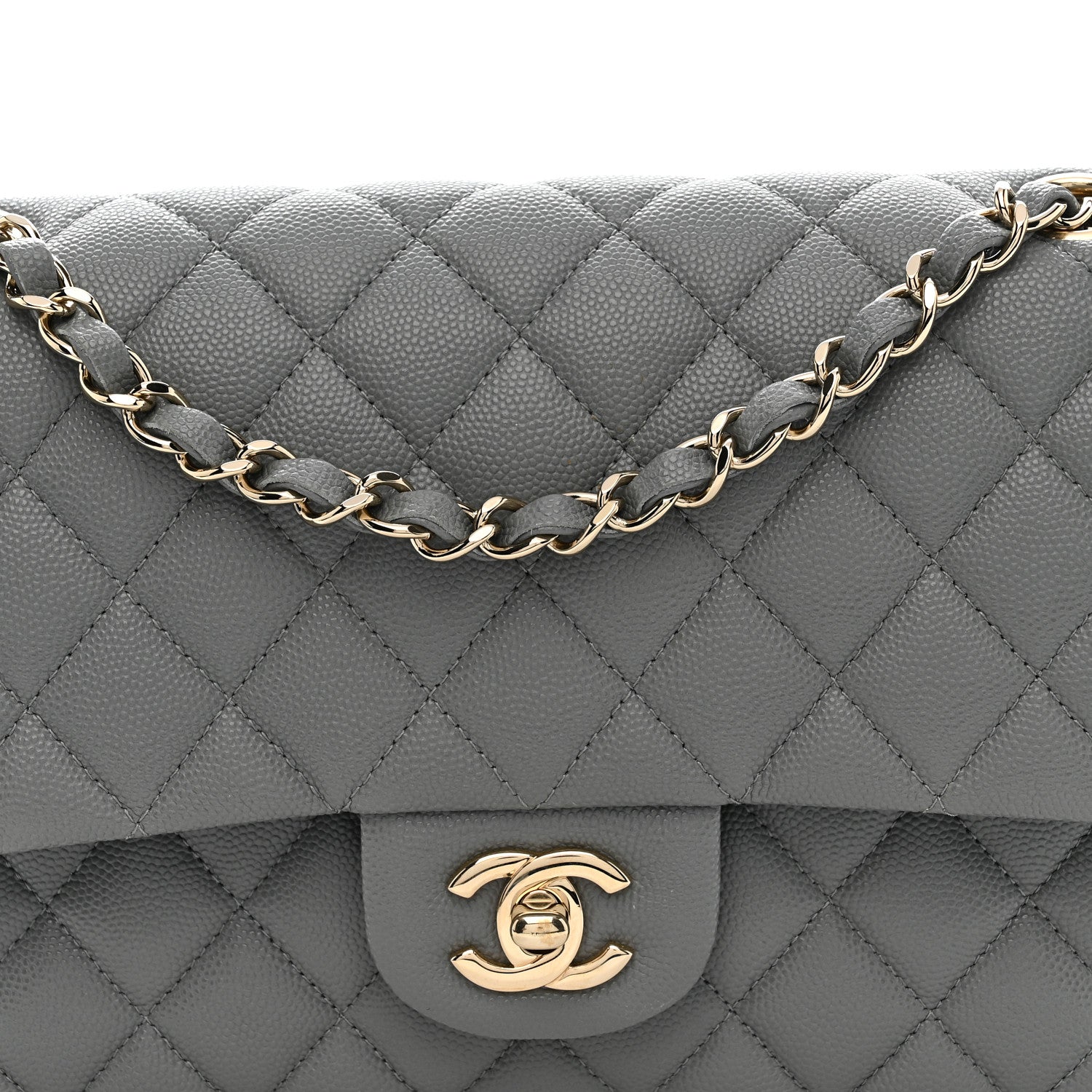 Chanel Caviar Quilted Medium Double Flap Grey 8 of 11