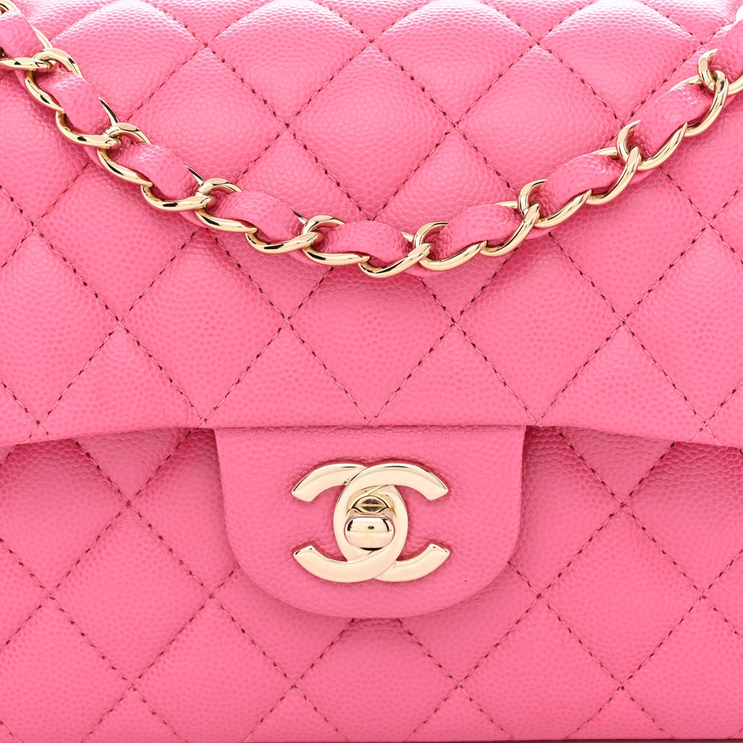 Caviar Quilted Small Double Flap Pink