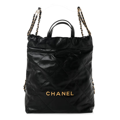 Chanel Shiny Calfskin Quilted Chanel 22 Backpack Black 1 of 9