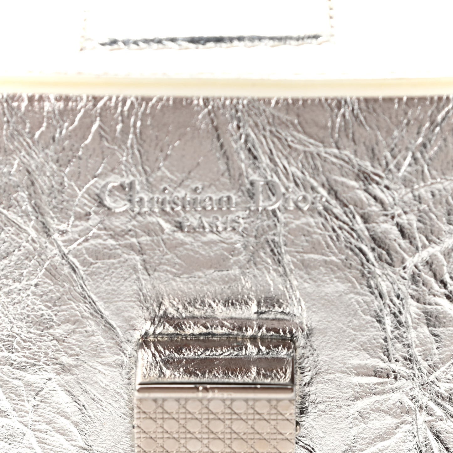 Metallic Calfskin Medium Diorever Flap Silver