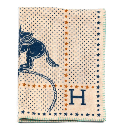 Hermes Wool Cashmere Western And Company Blanket Indigo 1 of 3