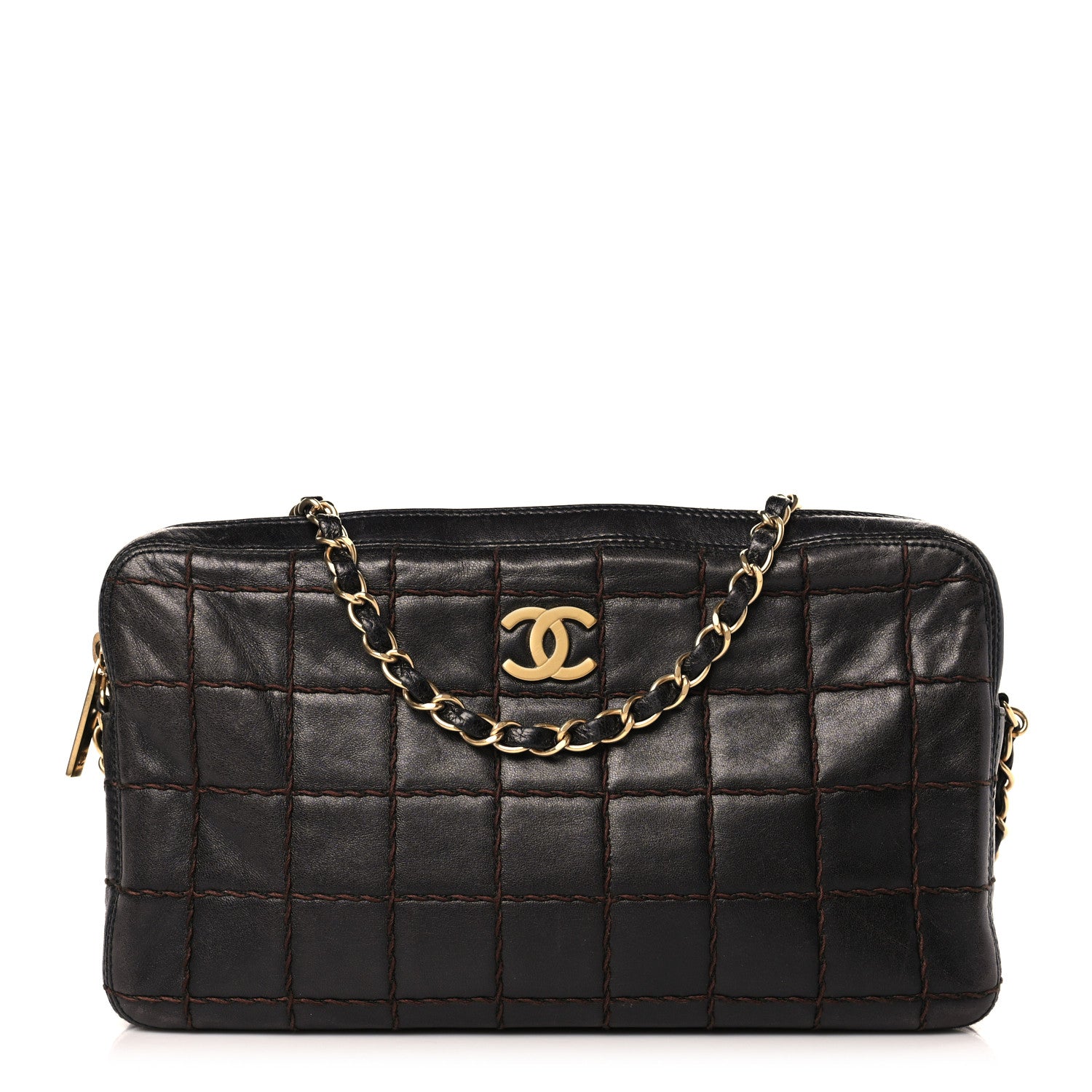 Chanel Lambskin Quilted Chocolate Bar Camera Case Black 1 of 12