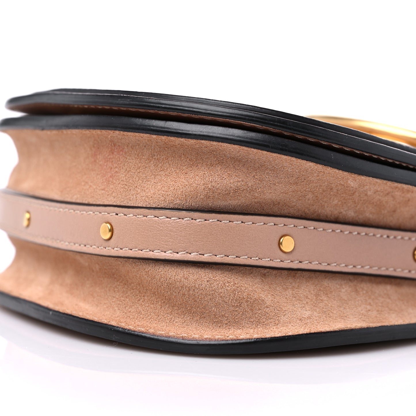 Calfskin Suede Small Nile Bracelet Bag Biscotti Beige