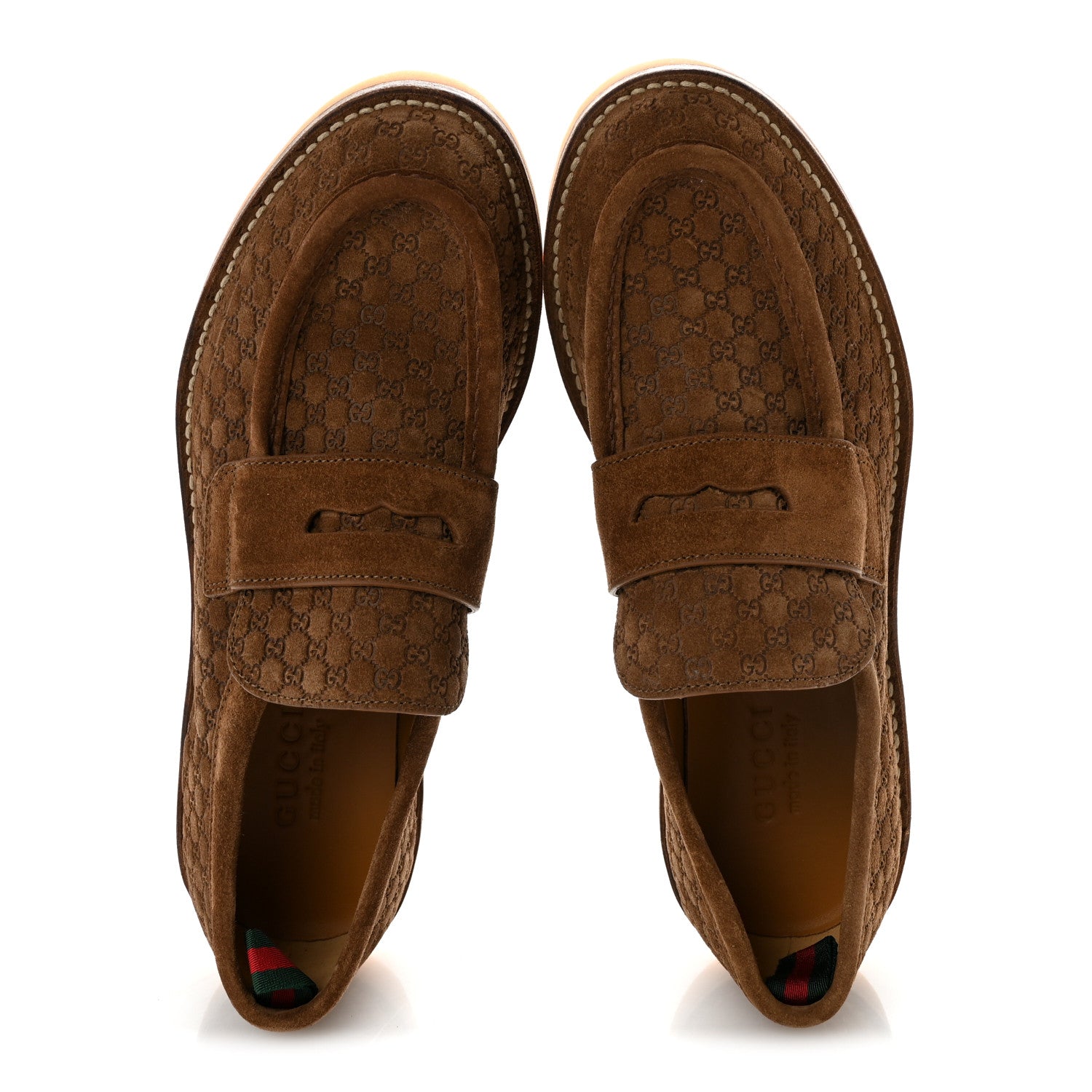 Gucci Luxury Suede Microguccissima Mens Loafers 9.5 Nocciola 2 of 11