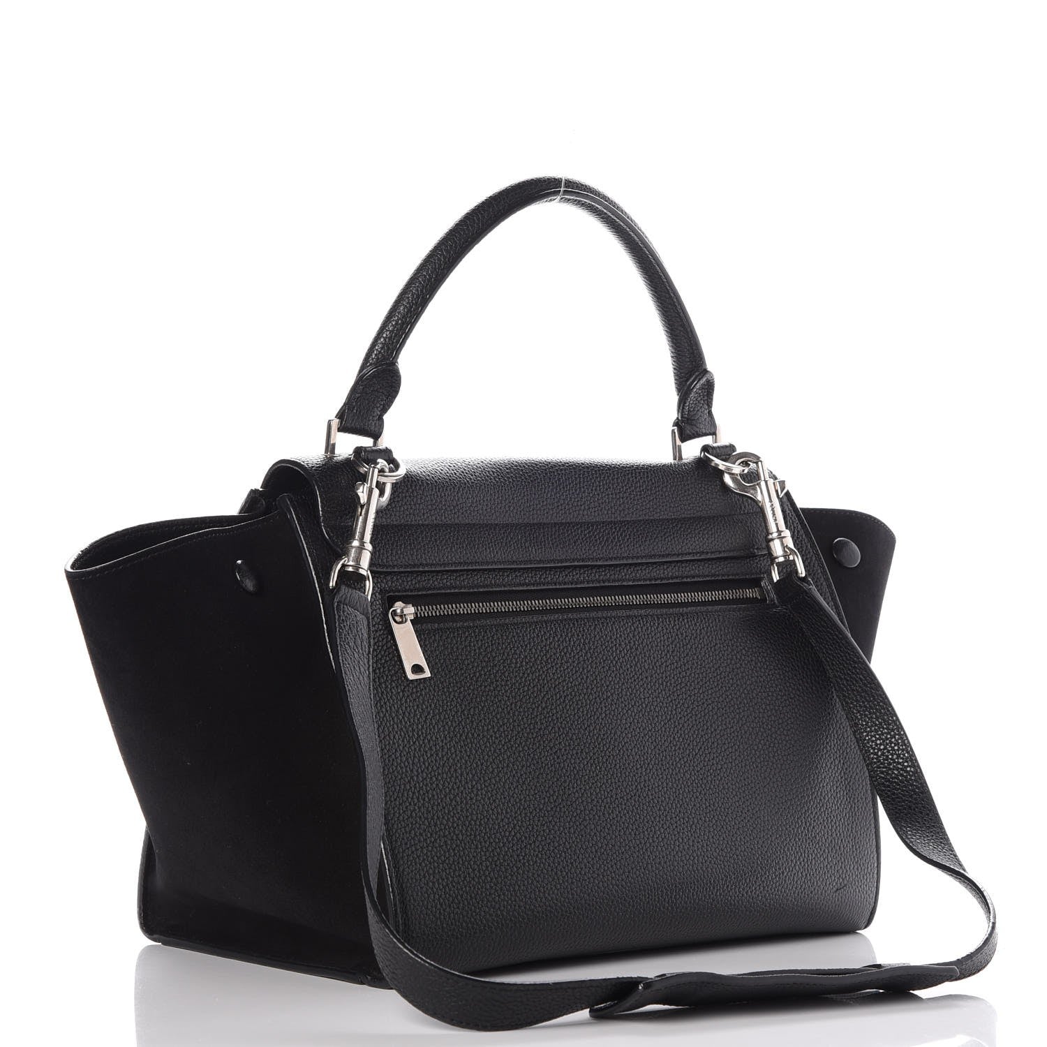 Celine Drummed Calfskin Suede Small Trapeze Black 4 of 8
