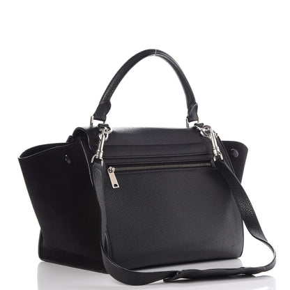 Celine Drummed Calfskin Suede Small Trapeze Black 4 of 8