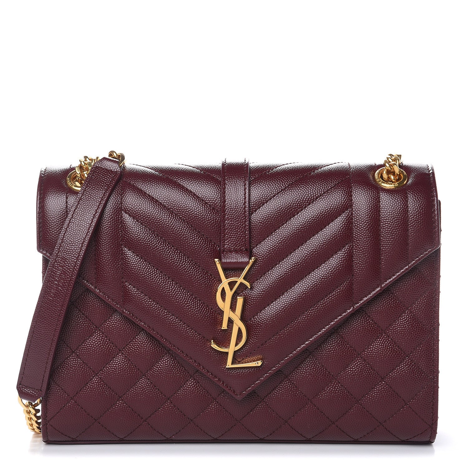 Saint Laurent Grain De Poudre Textured Mixed Matelasse Medium Triquilt Monogram Satchel Rouge Legion 1 of 12