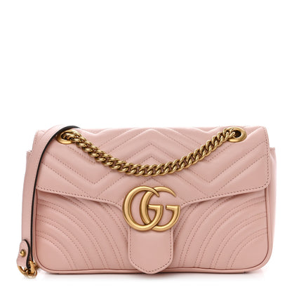 Gucci Calfskin Matelasse Small GG Marmont Shoulder Bag Perfect Pink 1 of 11