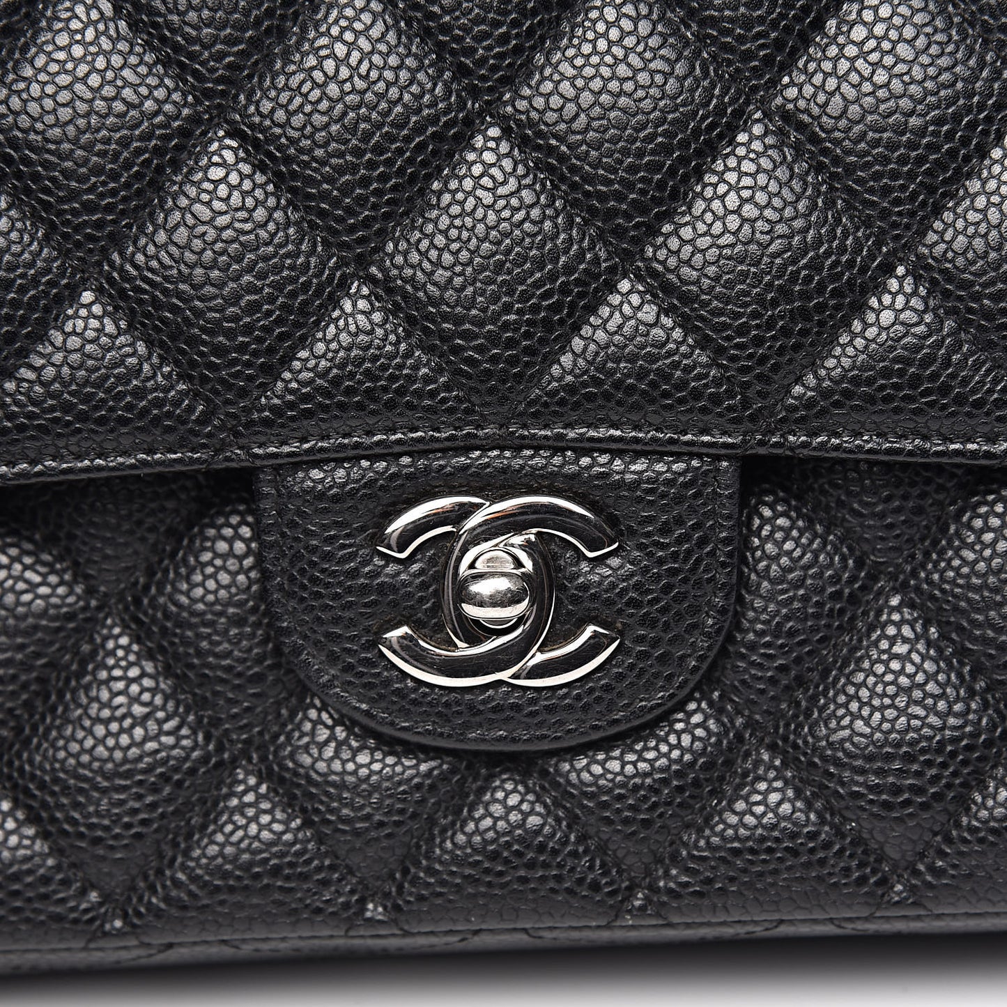 Caviar Quilted Medium Double Flap Black