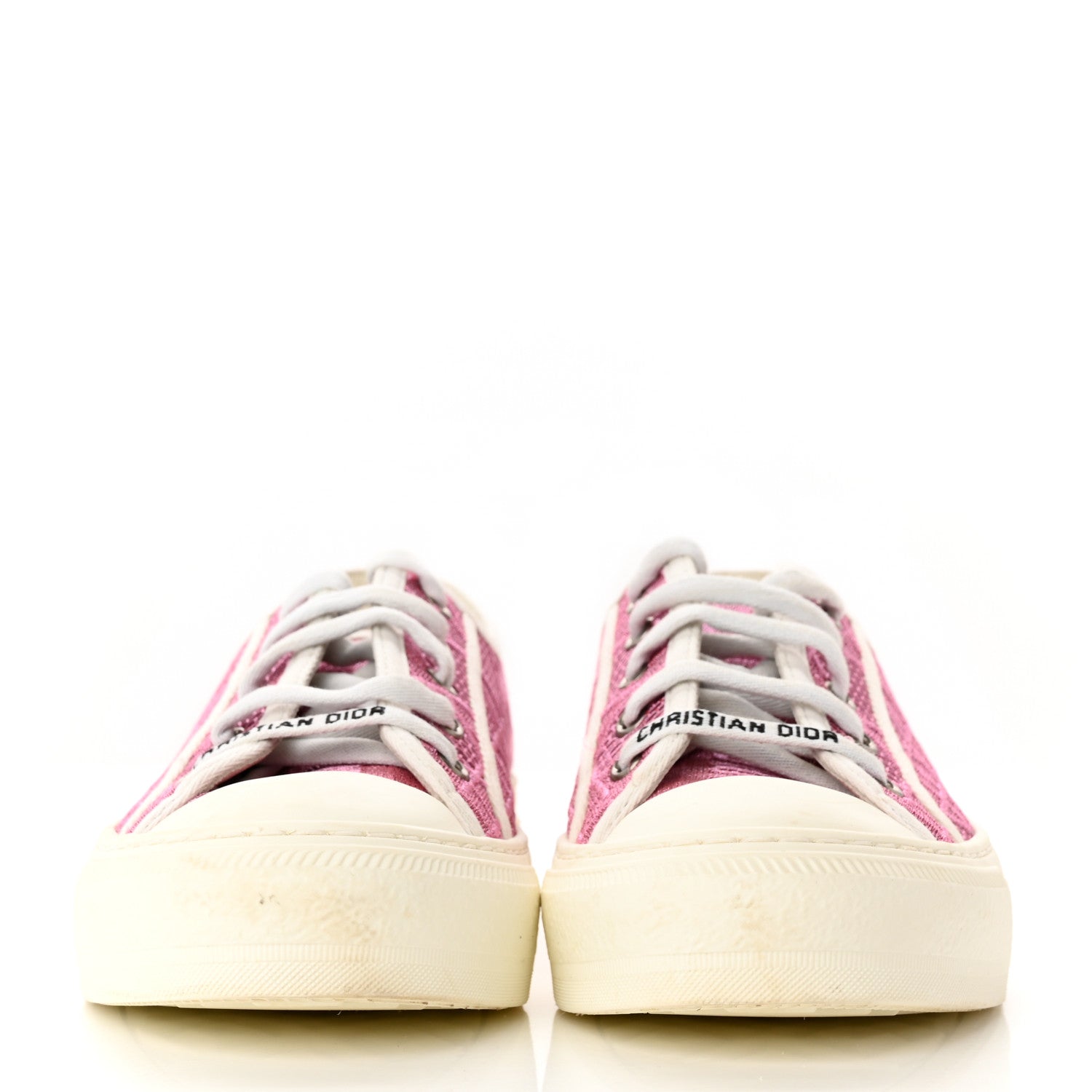Christian Dior Laminated Canvas Cannage Embroidered Womens Walk'N'Dior Low Top Sneakers 36.5 Metal Rose 2 of 14