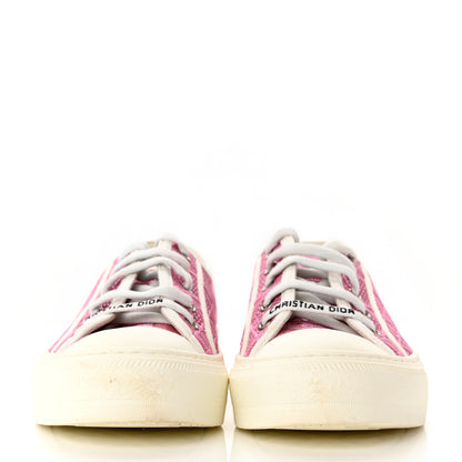 Christian Dior Laminated Canvas Cannage Embroidered Womens Walk'N'Dior Low Top Sneakers 36.5 Metal Rose 2 of 14