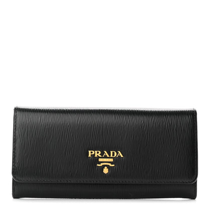 Prada Vitello Move Continental Flap Travel Wallet Black 1 of 9