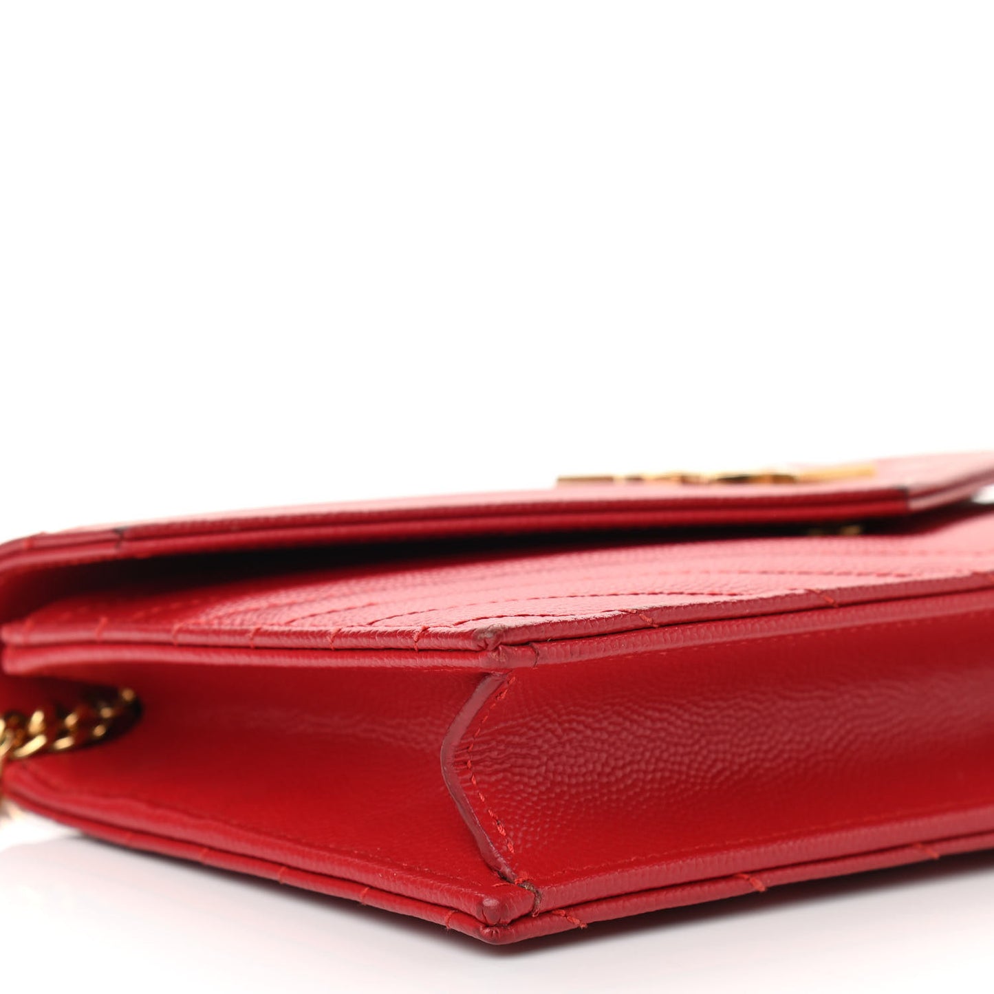 Grain De Poudre Matelasse Chevron Cassandre Envelope Chain Wallet New Red