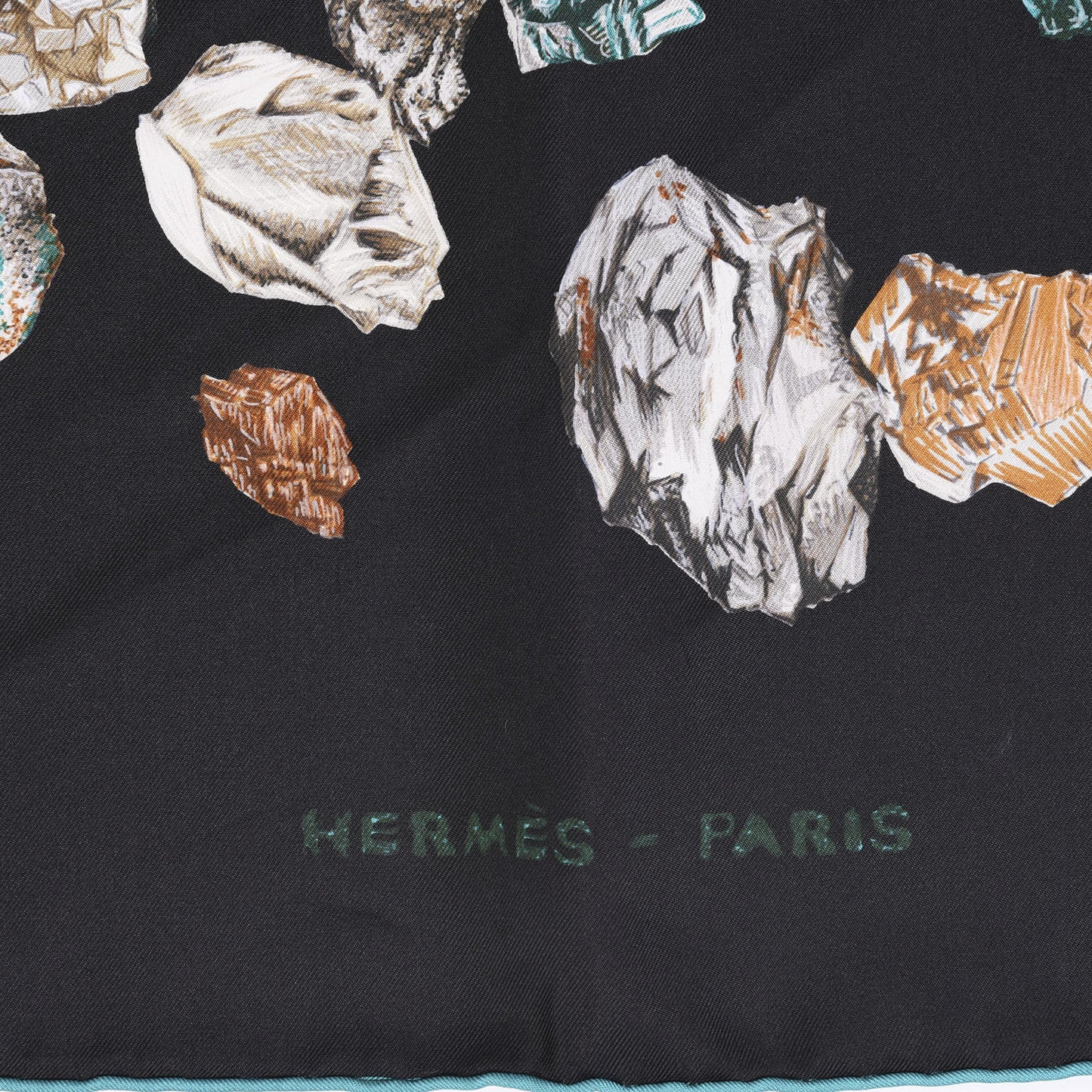 Silk Mineraux Scarf 90 Black Turquoise Beige