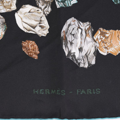 Hermes Silk Mineraux Scarf 90 Black Turquoise Beige 3 of 6