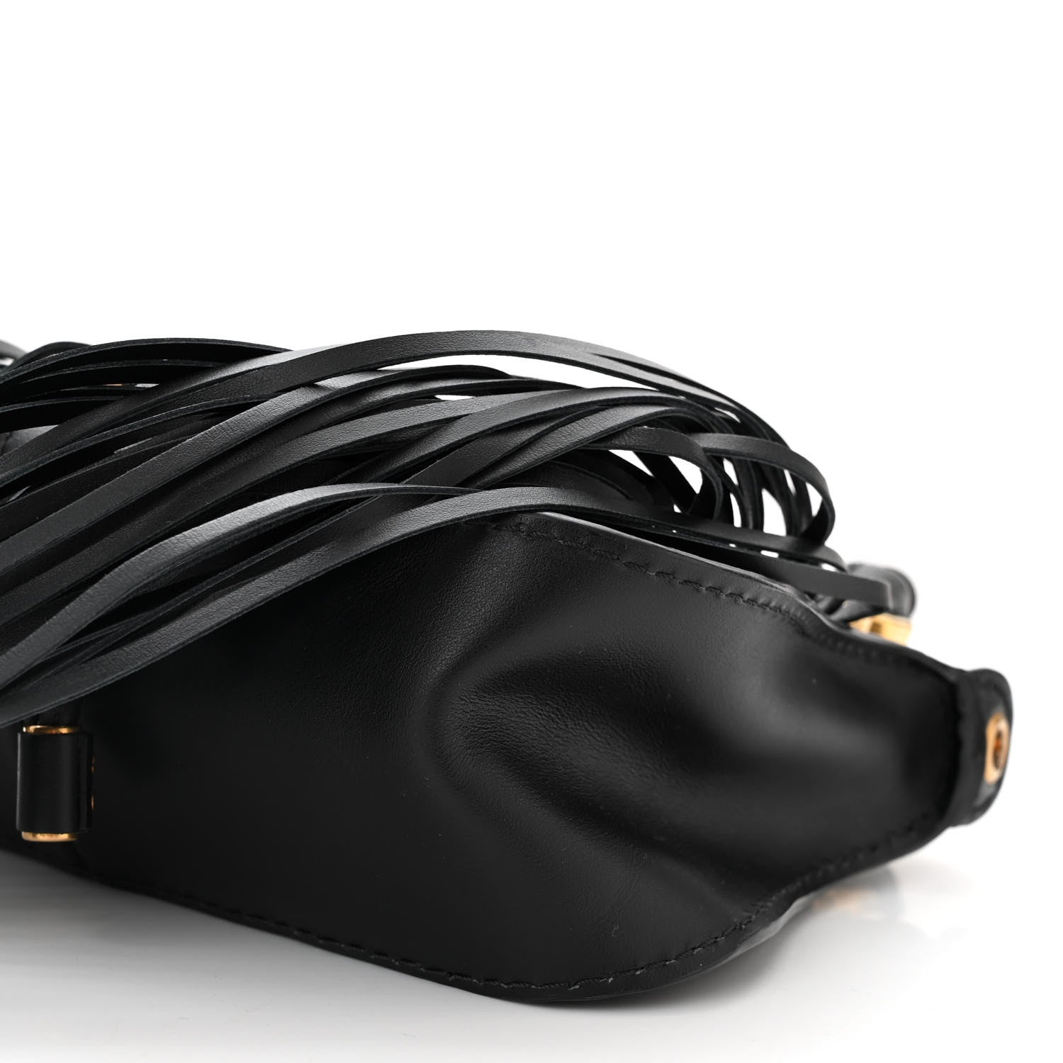 Chloe Shiny Small Grain Calfskin Mini Marcie Multi Fringe Satchel Black 12 of 12