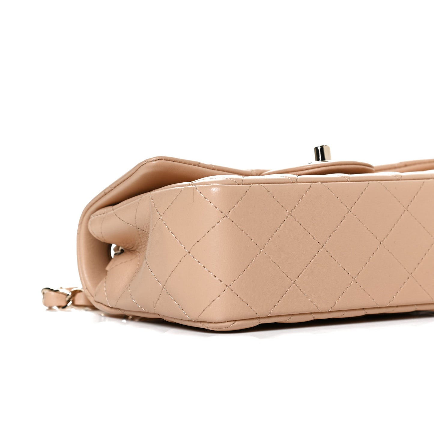 Lambskin Quilted Mini Rectangular Flap Beige