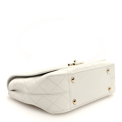 Chanel Calfskin Stitched Medium Covered CC Flap Bag White 4 of 10