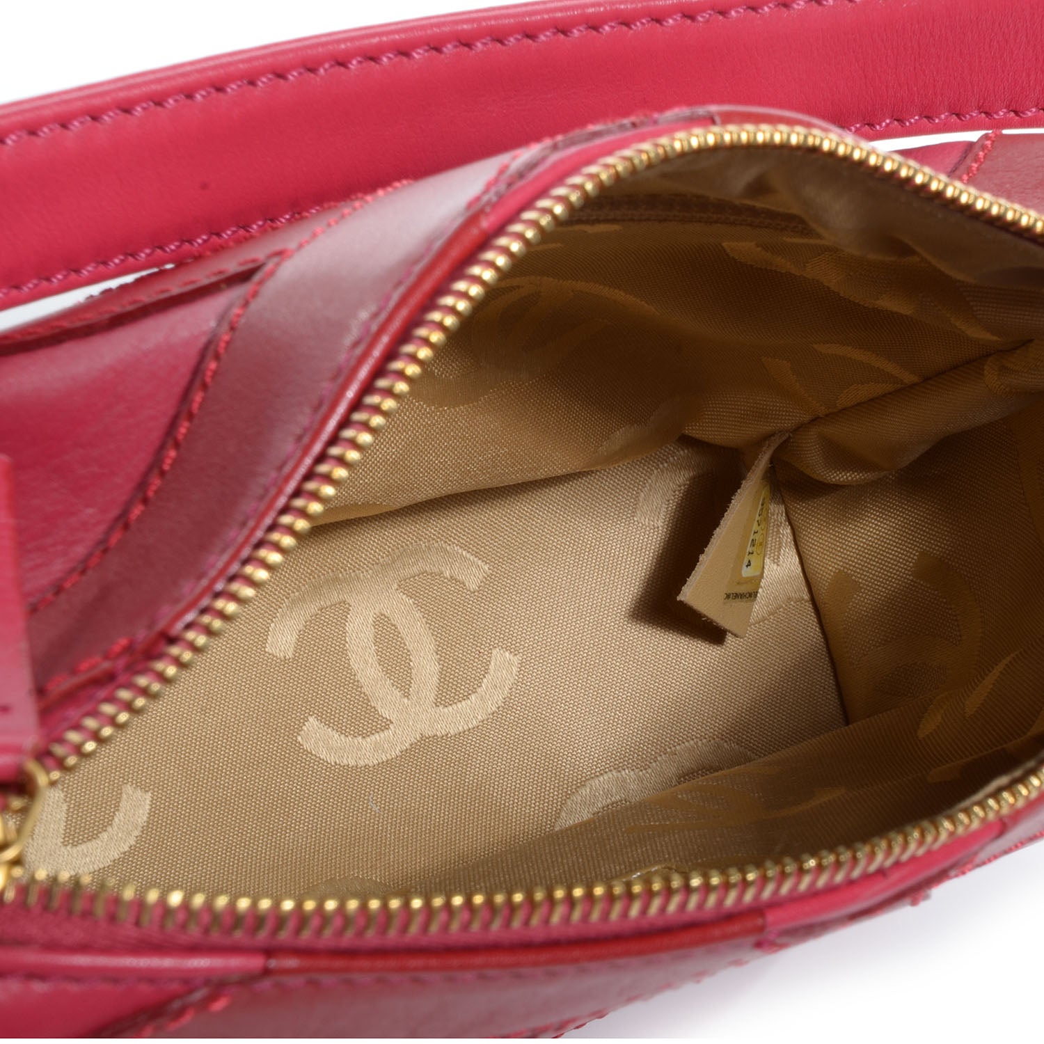 Chanel Lambskin CC Stitched Small Shoulder Bag Red Pink 5 of 7