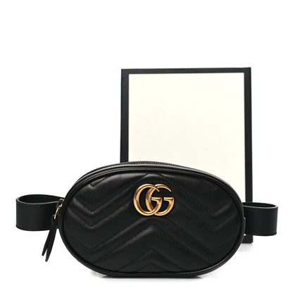 Gucci Calfskin Matelasse GG Marmont Belt Bag 95 38 Black 11 of 11
