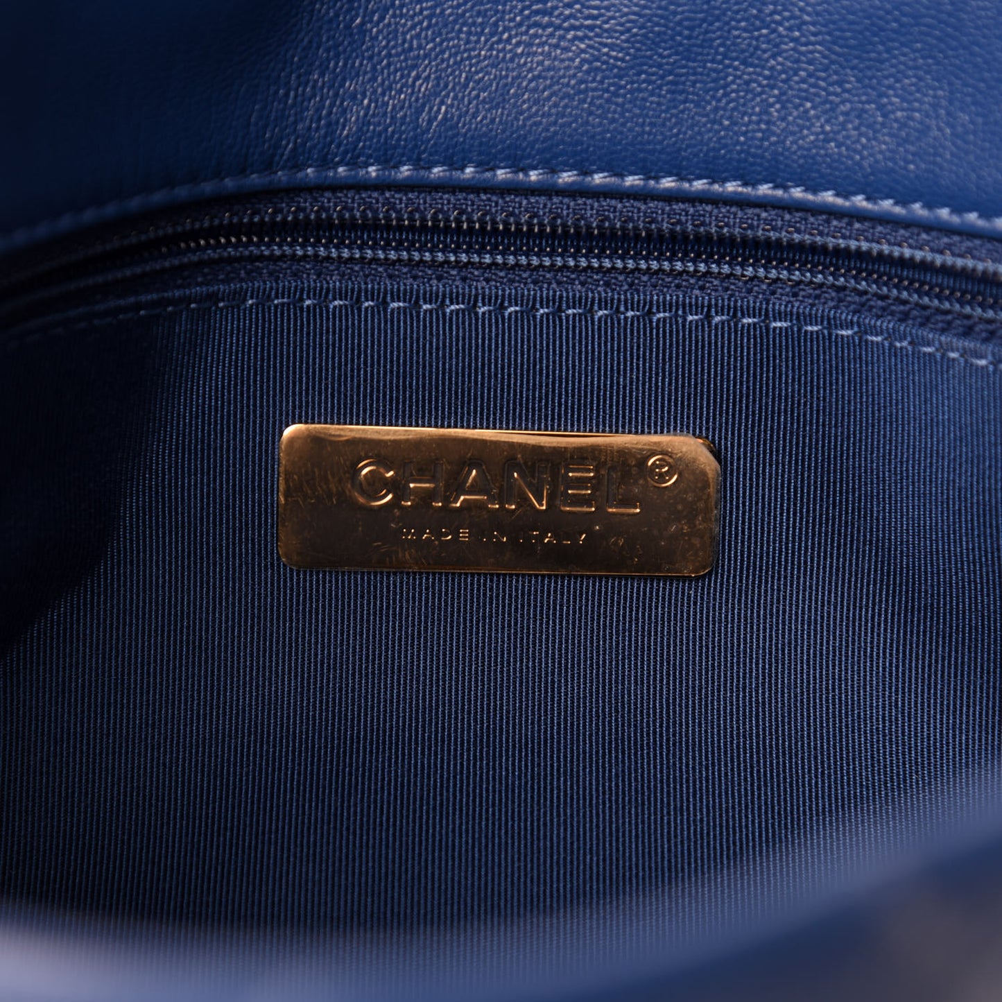 Goatskin Quilted Medium Chanel 19 Flap Dark Blue