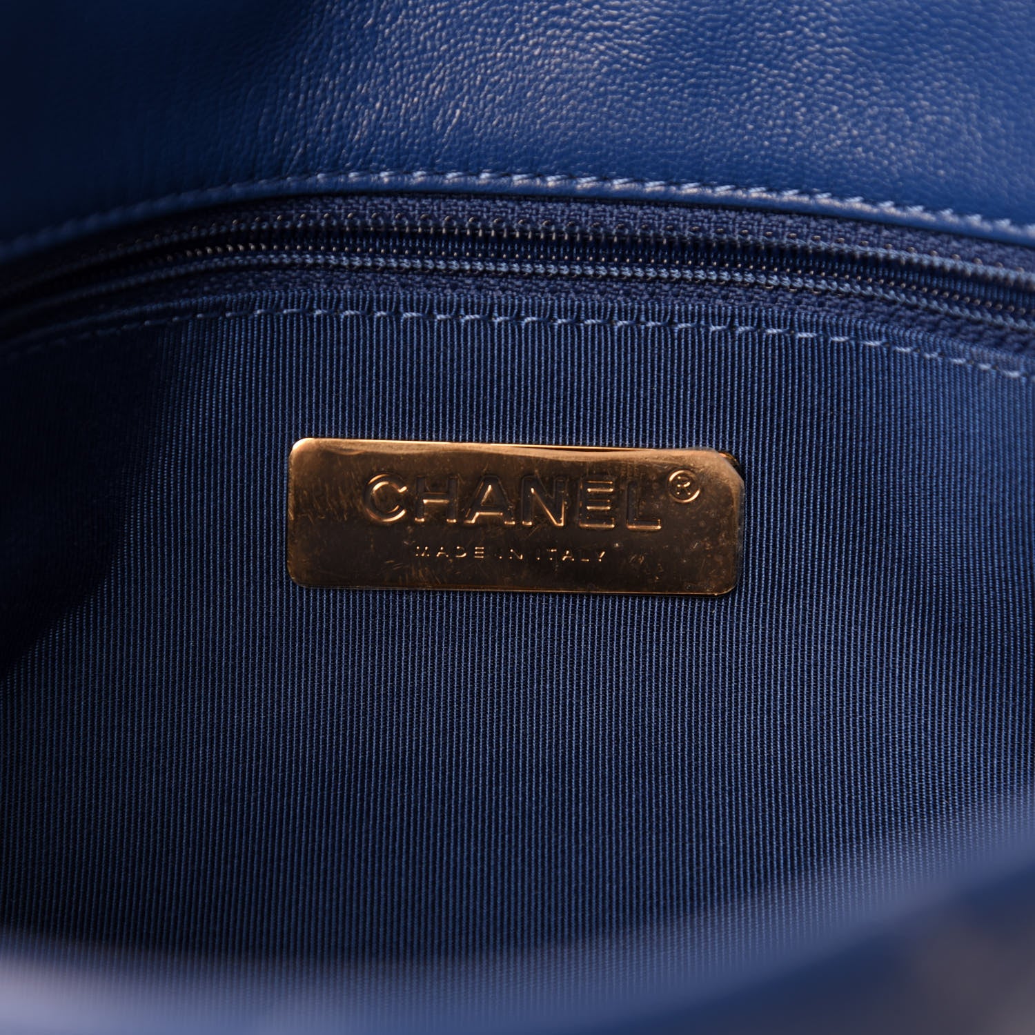 Chanel Goatskin Quilted Medium Chanel 19 Flap Dark Blue 9 of 12