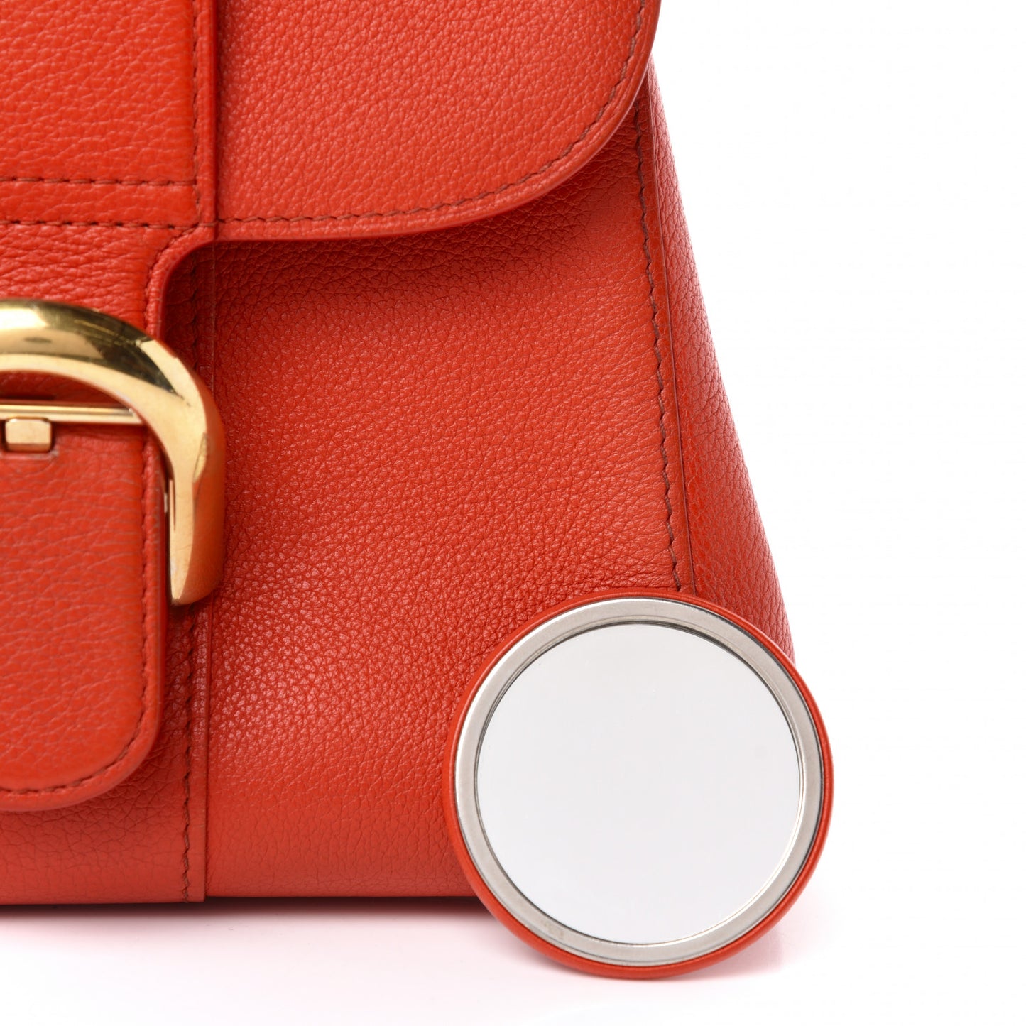 Grained Calfskin Mini Brillant Satchel Red