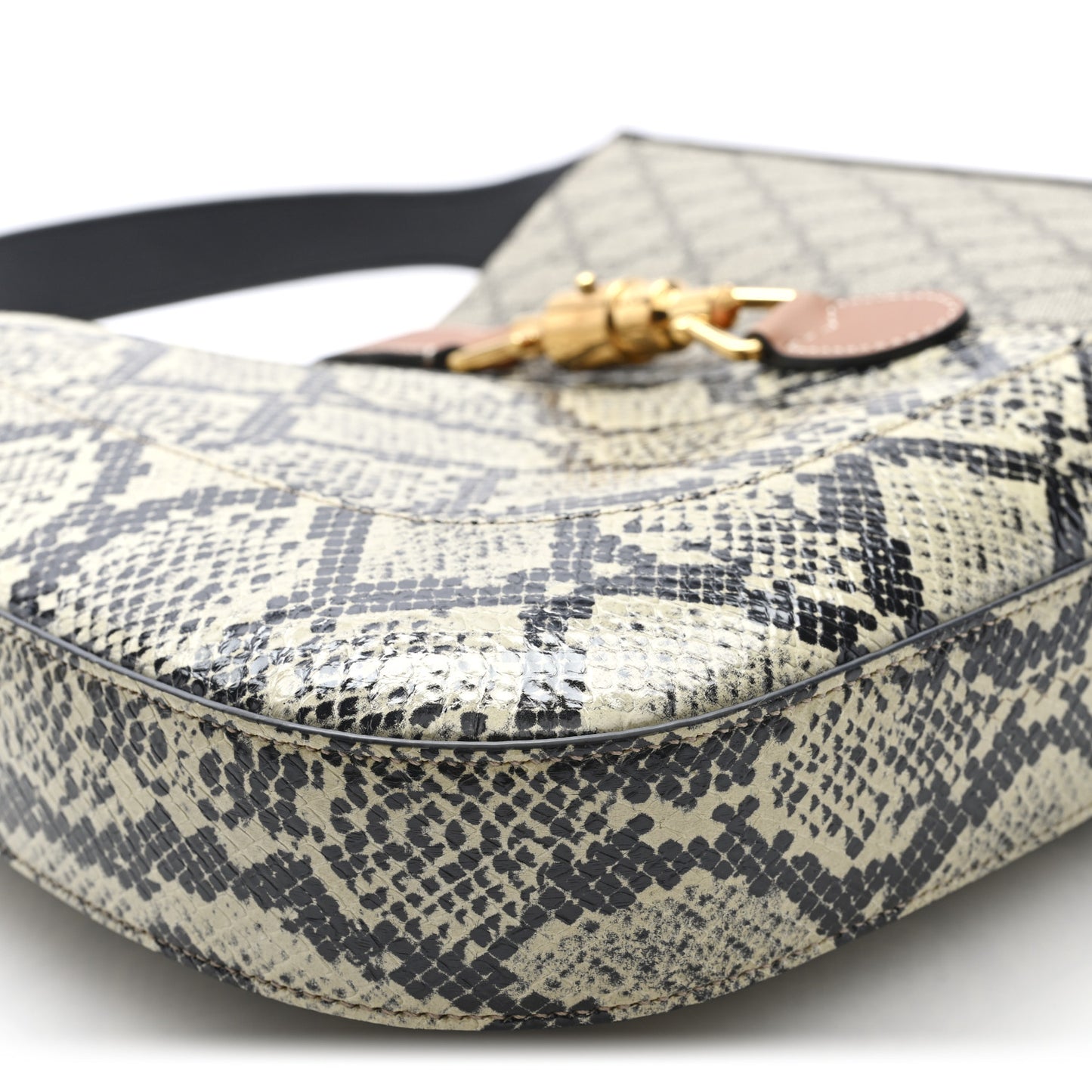 GG Supreme Monogram Snakeskin Medium Jackie 1961 Hobo Beige Ebony