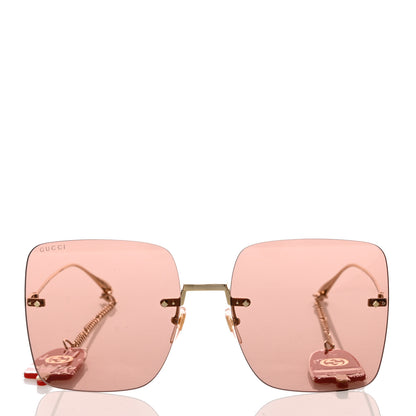 Gucci Acetate Detachable Charm Square Frame Sunglasses GG1147S Pink 3 of 11
